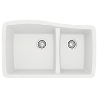 Karran Undermount Quartz 33" 60/40 Double Bowl Kitchen Sink, White