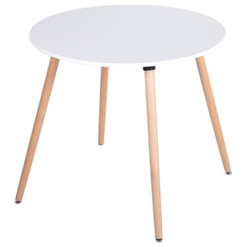 Homycasa Modern Dining Table 31.5'' Round Top with Solid Wood Legs