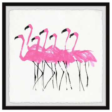 "Flamingos" Framed Painting Print, 32"x32"