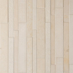 Lucca Textured Linear Mosaic  1'', 1-1/4'', and 2'' x 12'' in  Linen Cream - Home Improvement