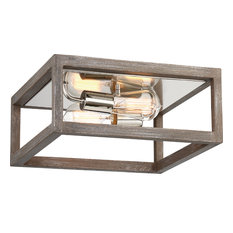 Nuvo Bliss 2-Lights Flush Mount Driftwood Polished Nickel Accents Light