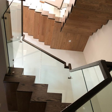Dexter Modern Wood Cladding Staircase and Glass Railing