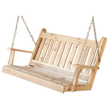 Cedar Traditional English Porch Swing, Unfinished, 4 Foot