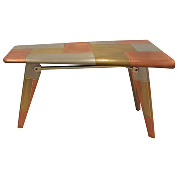 Mar Vista Tri-Tone Metal Cladded Writing Desk in Copper Finish