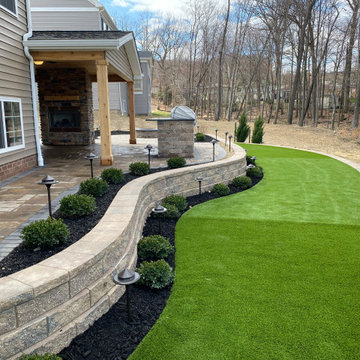 Independence Deck, Structure, Patio, Fireplace, Walls, Artificial Turf & Lights