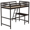 Riley Loft Bed Frame with Desk, Frame, Guard Rails & Ladder for Kids and Teens, Espresso, Twin
