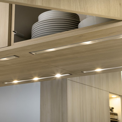 Example of a mid-sized trendy home design design in Boston
