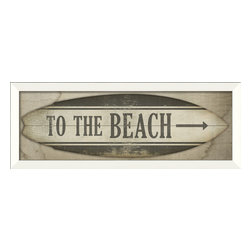The Artwork Factory - To The Beach Right Surfboard Sign Print - Prints And Posters