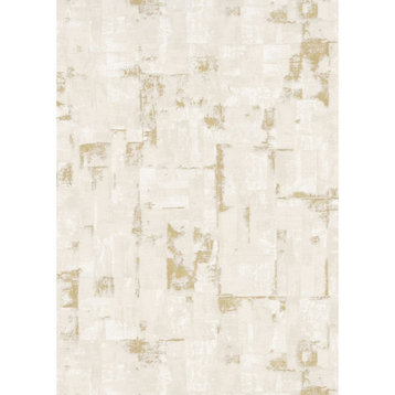Textured Wallpaper With Modern Paint Geometric, 10179-38, Cream Gold, 1 Roll
