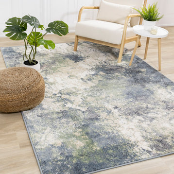 Dayton Collection Blue Green Distressed Rug, 2'8"x4'3"