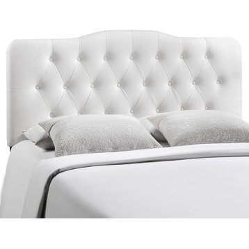 Modern Contemporary King Size Vinyl Headboard, White Faux Leather