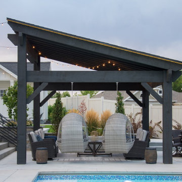 Sloped Shed Roof 2-Tone Pavilion Kit w/Integrated Power Post