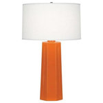Robert Abbey - Robert Abbey 963 Mason - One Light Table Lamp - Base Dimension: 6.50  Cord Color: SilverMason One Light Table Lamp Pumpkin Glazed/Polished Nickel Oyster Linen Shade *UL Approved: YES *Energy Star Qualified: n/a  *ADA Certified: n/a  *Number of Lights: Lamp: 1-*Wattage:150w A bulb(s) *Bulb Included:No *Bulb Type:A *Finish Type:Pumpkin Glazed/Polished Nickel