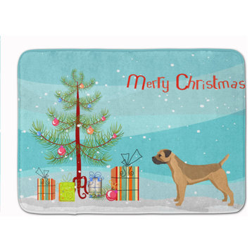 Border Terrier Christmas Tree Machine Washable Memory Foam Mat Doormats