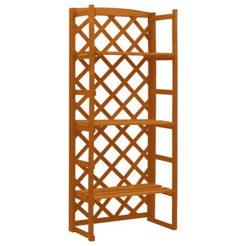 vidaXL Plant Rack 3-Tier Plant Stand with Trellis Plant Shelves Solid Firwood