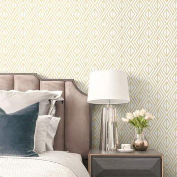 Transform Gold Diamond Geo Peel and Stick Wallpaper by Graham & Brown Bedroom