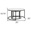 Set of Two 35" White And Black Faux Marble And Steel Round Nested Coffee Tables