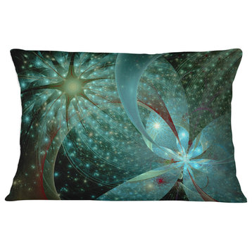 Symmetrical Fractal Flower in Light Blue Floral Throw Pillow, 12"x20"