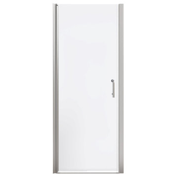 ExBrite 30"x72" Frameless Pivot Shower Door, Metal Silver