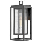 Hinkley - Hinkley Republic Medium Wall Mount Lantern, Oil Rubbed Bronze - Republic's striking double frame design, constructed from a composite material and treated with an anti-fading agent for maximum durability, is at home on the coast or a country lodge. The Oil Rubbed Bronze, Satin Nickel and Black resilience finishes feature a 5-year warranty and are resistant to rust and corrosion. Vintage filament bulbs are recommended to complete a stylish look.