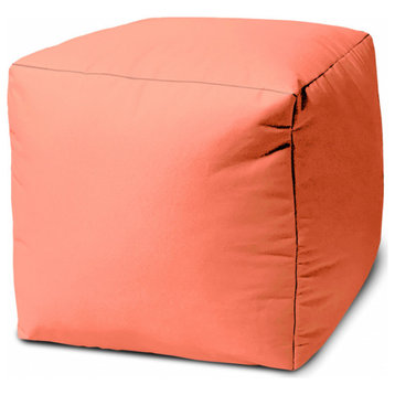 17  Cool Flamingo Coral Solid Color Indoor Outdoor Pouf Cover