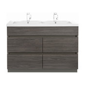 Karoo Ash 48'' Boardwalk Contemporary Vanity 4 Drawer With Double Bowl Top