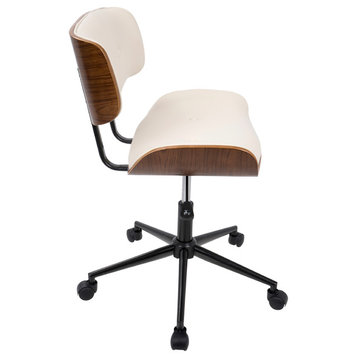 LumiSource Lombardi Height Adj. Office Chair, Walnut and Cream