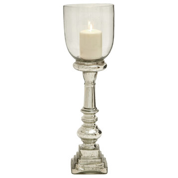 Traditional Silver Glass Hurricane Lamp 24620