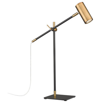 Calumet 1-Light Table Lamp Light In Matte Black With Olde Brass