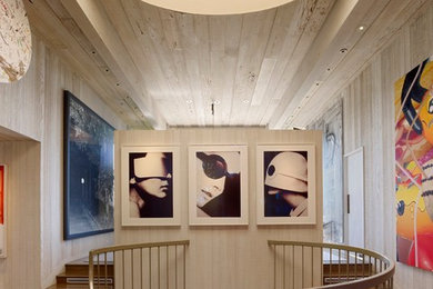 Example of a trendy hallway design in San Francisco with gray walls