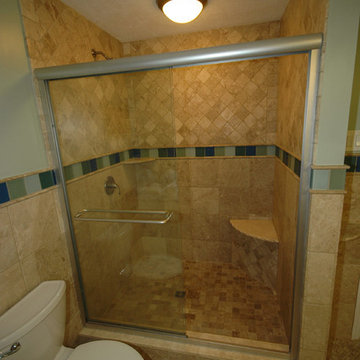 Bathroom with natural stone and sea glass