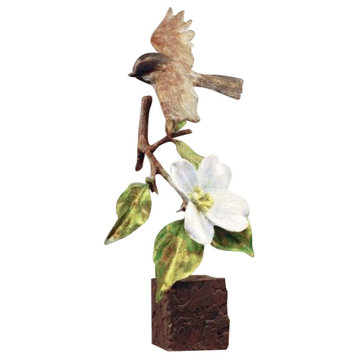 Chickadee Sculpture Bronze Carolina's Call