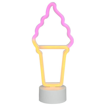 12" Pink Ice Cream Cone LED Neon Style Table Sign