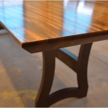 Monkey Pod Single Slab Table Top with Metal Base