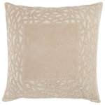 Jaipur Living - Jaipur Living Birch Trellis Beige/ Cream Poly Fill Throw Pillow 22 inch - Sleek and soft details combine in effortless sophistication to form the transitional Mezza pillow collection. The Birch throw pillow boasts luxe, stone-washed cotton velvet with a detailed linear applique design. The silver beige and cream colorway complements any bedroom or living space decor.
