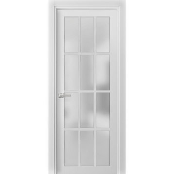 Interior Solid French Door Frosted Glass | Felicia 3312 White, 30" X 80"