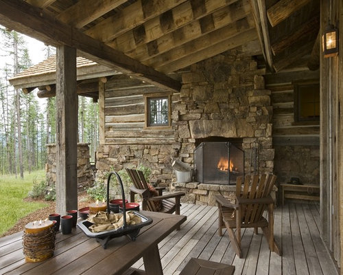Houzz Rustic Outdoor Fireplace Design Ideas & Remodel