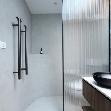 // MOODY AND CURVASCIOUS: FORESTVILLE ENSUITE AND MAIN BATHROOM