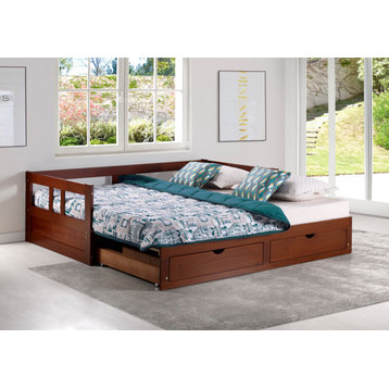 Melody Twin to King Extendable Day Bed, Storage, Chestnut