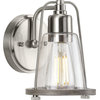 Conway 1-Light Brushed Nickel Clear Seeded Farmhouse Wall Light