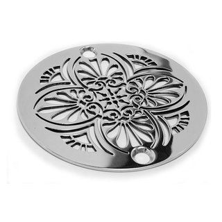 Round Shower Drain 4 Inch Drain Cover Greek Anthemion Design 