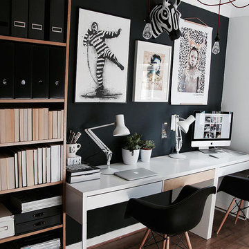 Contemporary Home Office in Black and White - London