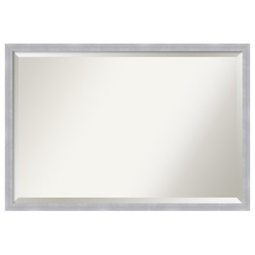 Grace Brushed Nickel Narrow Beveled Wall Mirror - 38 x 26 in.