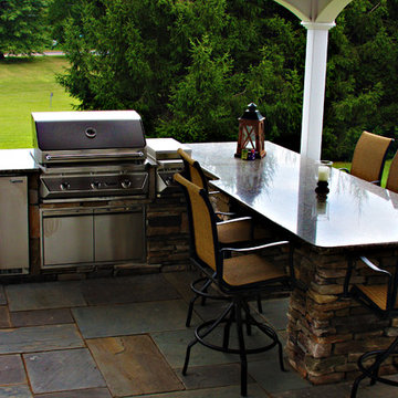 Pavilion with Outdoor Kitchen and Bluestone Patio