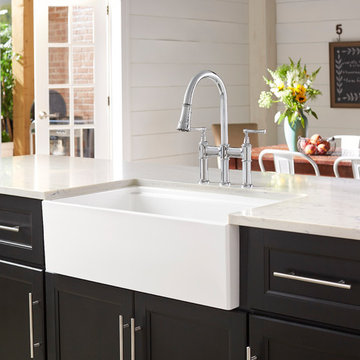 Elkay Fireclay 33" x 20" x 10-1/8" 60/40 Double Bowl Farmhouse Sink White with A