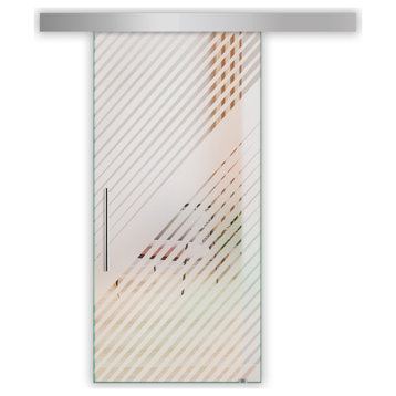 Sliding Glass Barn Door with Frosted Desing ALU100, 40"x84", Full-Private