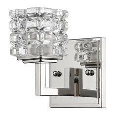 Coralie Indoor 1-Light Sconce With Crystal Glass Shade, Polished Nickel