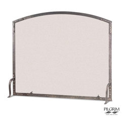 Old World Arch Panel Screen in Forged Iron - Fireplace Accessories