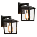 LNC - LNC Modern Black Lantern Outdoor Wall Light, Set of 2 - Brighten up the night and set the tone for your home's with this modern black outdoor wall light! The wall sconce light is made of high-quality aluminum and strong transparent glass panel and uses a matte black aluminum frame, very suitable for outdoor which can be used with any decoration while brightening the front door, porch, terrace, balcony, entrance, corridor, bathroom, living room. We applied the instruction and all hardware you need to install this wall mount lighting fixture, you will find the DIY craft work so easy for you! Warm Tips: this outside light for house needs E26 bulbs, which is not included.