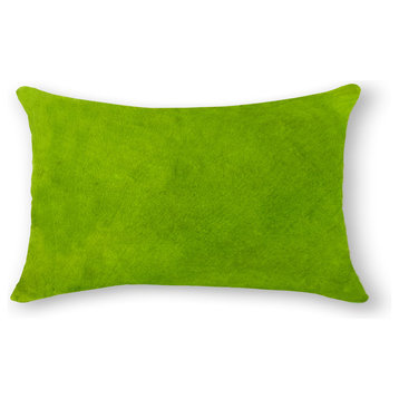Torino Cowhide Pillow, Lime, 12"x20"